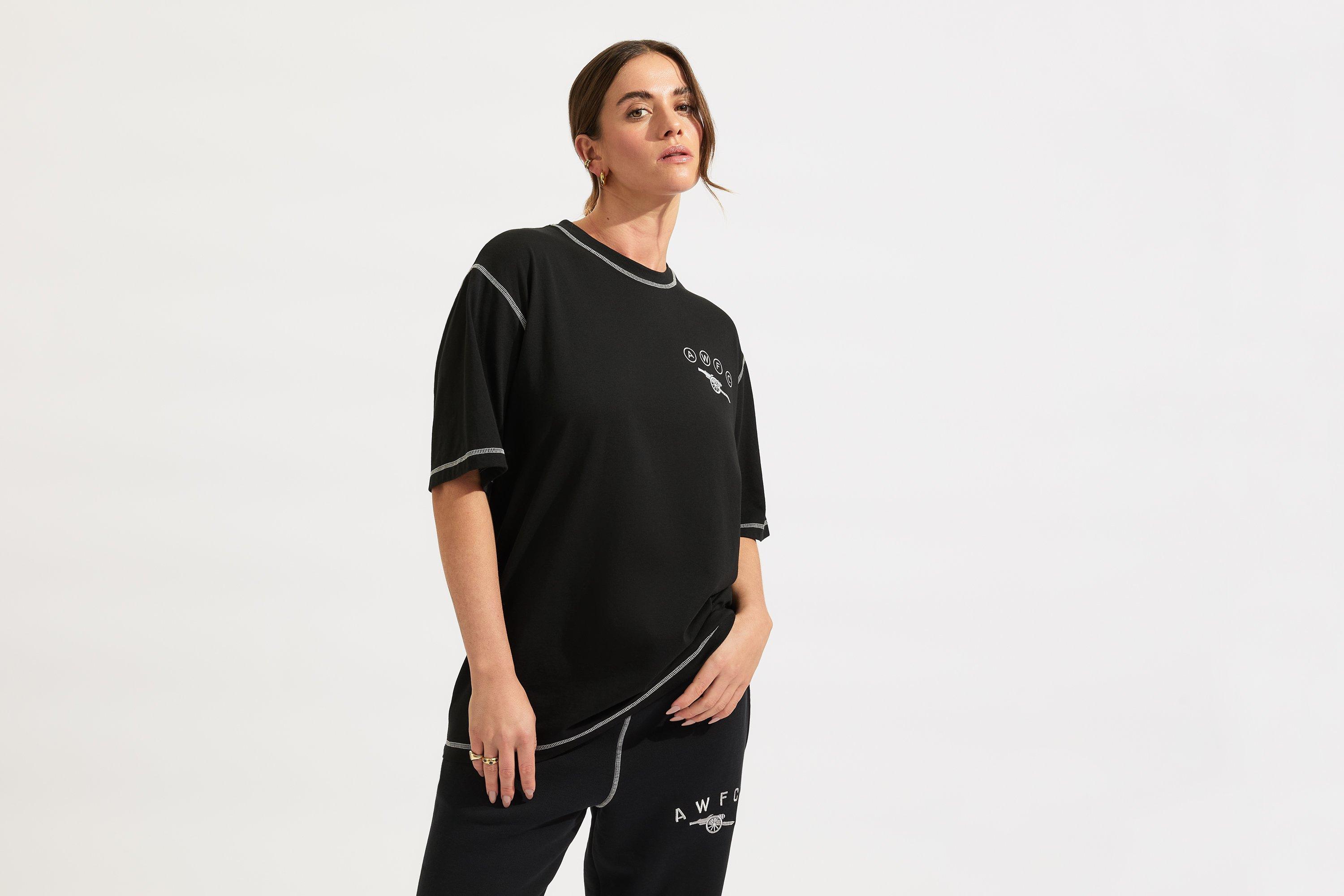 Arsenal AWFC Unisex Black Contrast T-Shirt