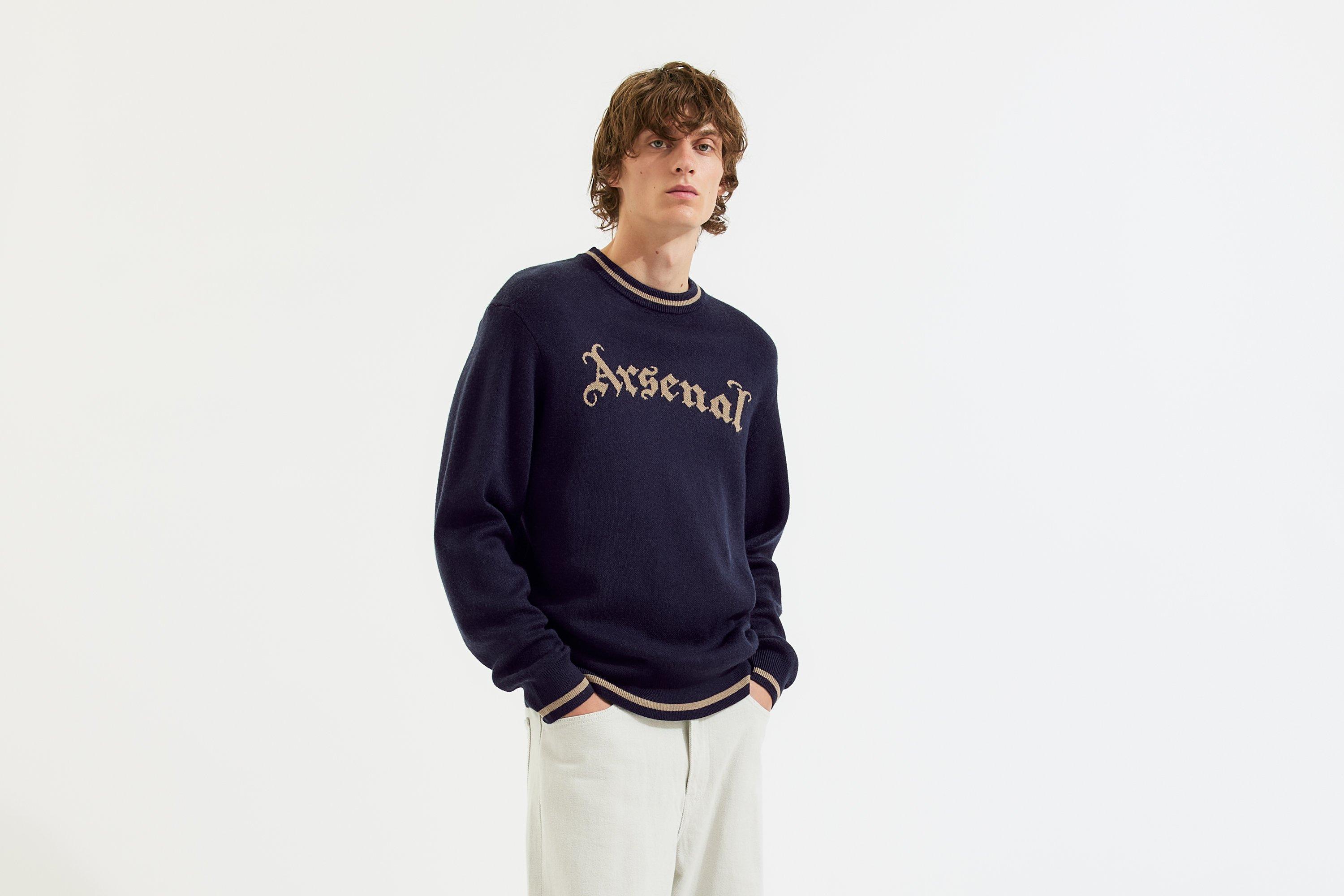 Arsenal Essentials Navy Gothic Knitted Crew Jumper