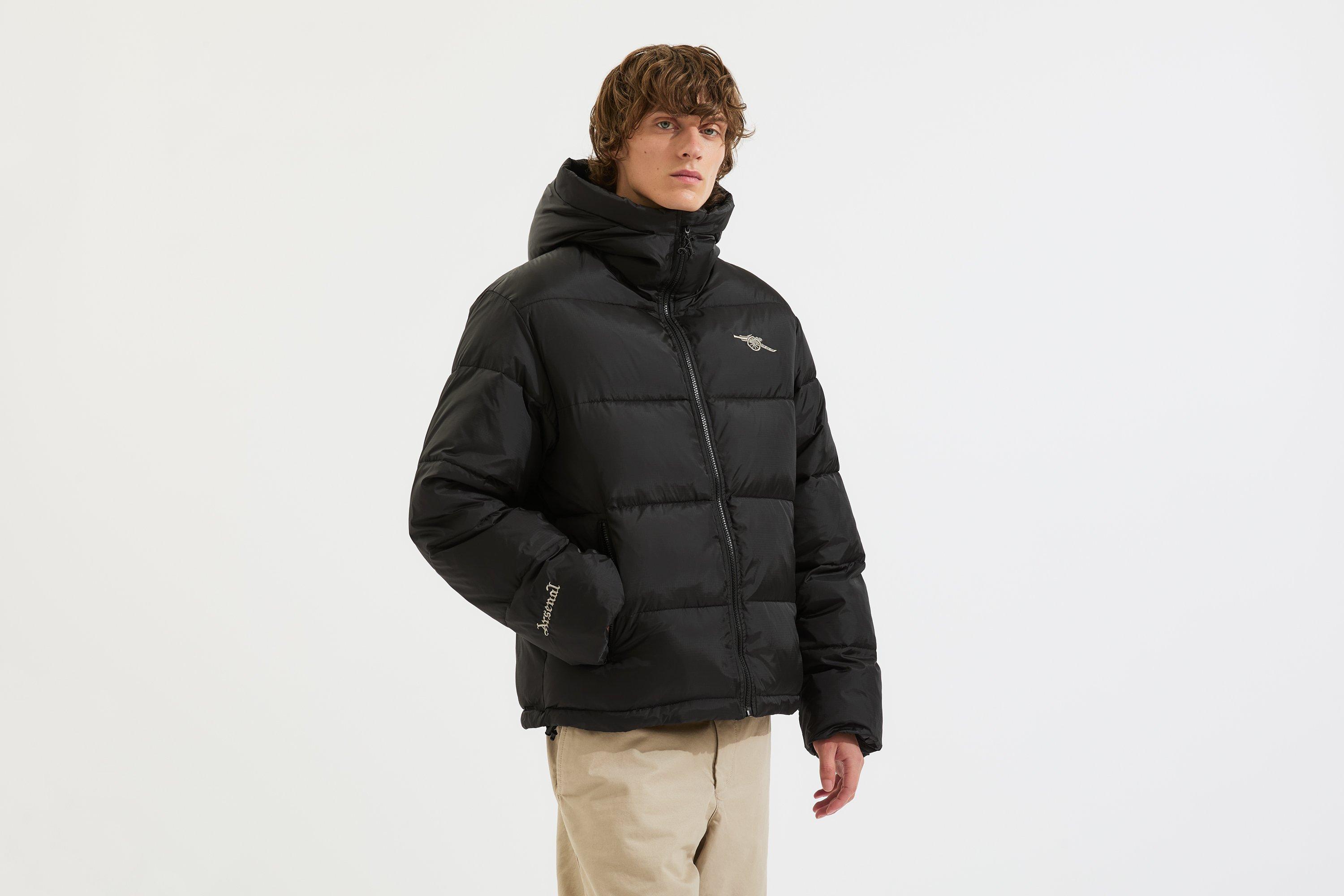 Arsenal Essentials Unisex Black Cannon Hooded Puffer Jacket