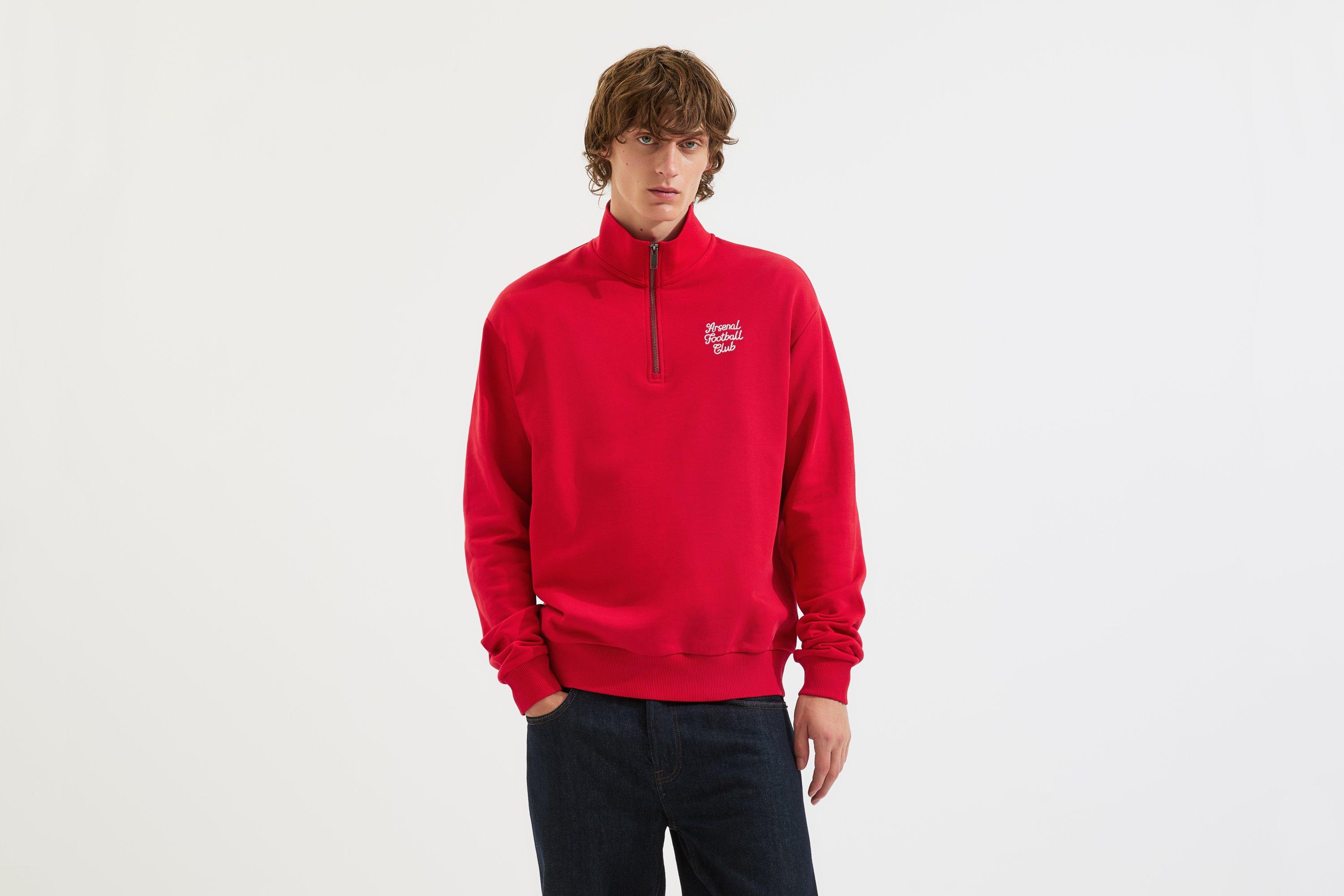 Arsenal Essentials Red Script 1/4 Zip Sweatshirt