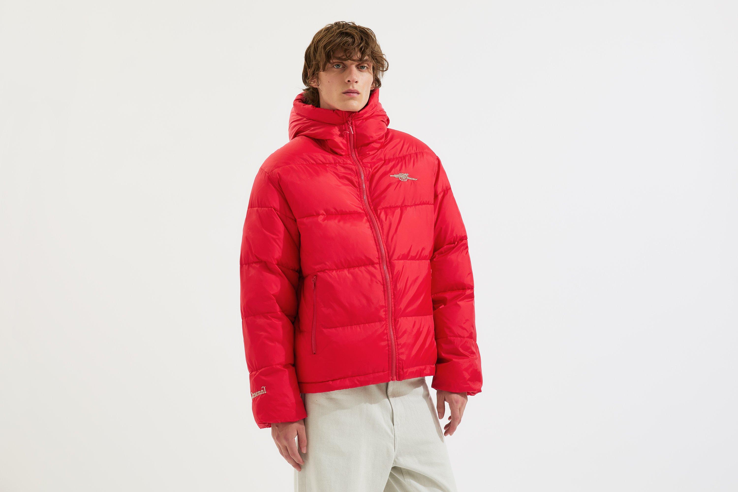 Arsenal Essentials Unisex Red Cannon Hooded Puffer Jacket