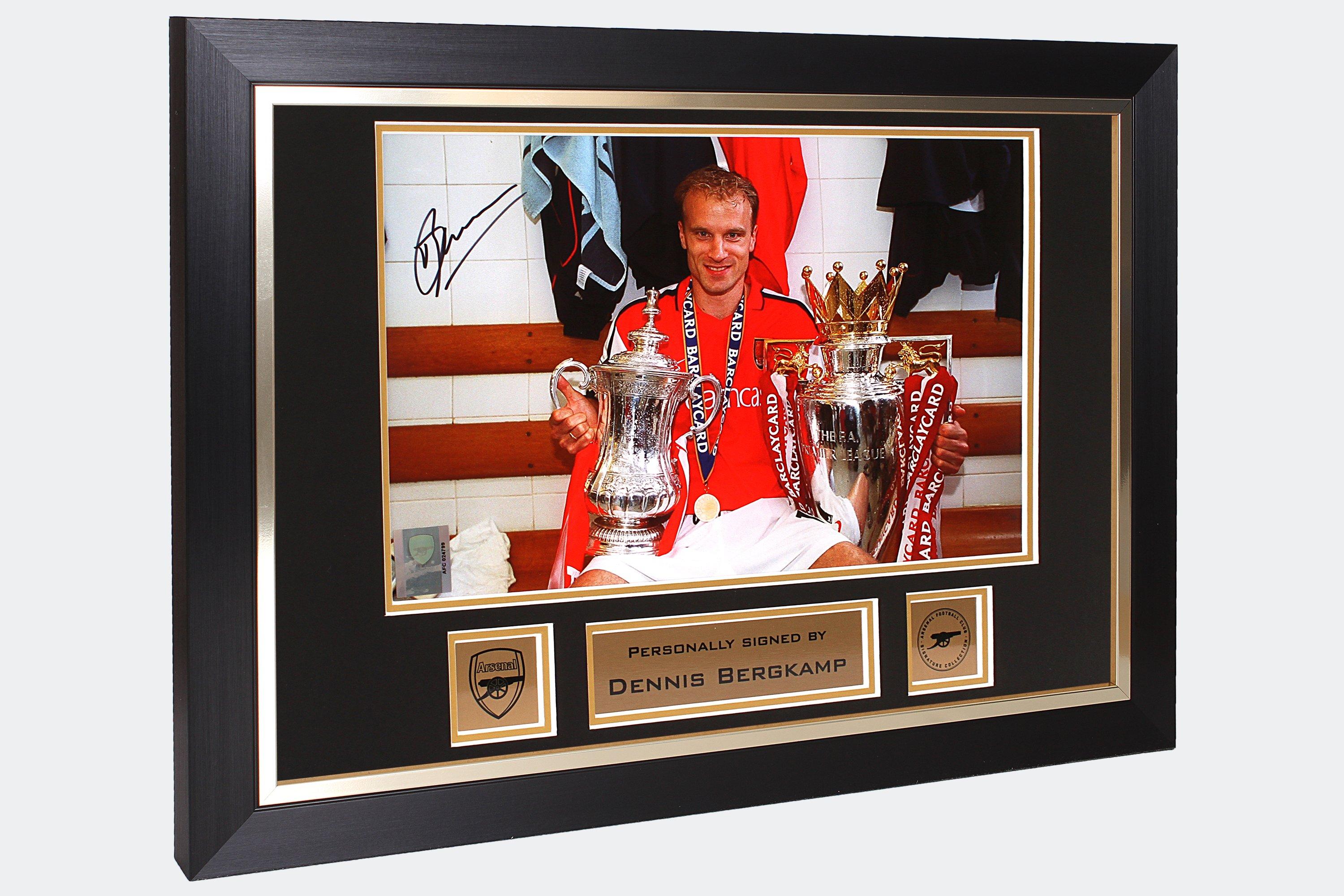 Arsenal Dennis Bergkamp Trophies Framed Signed Photo