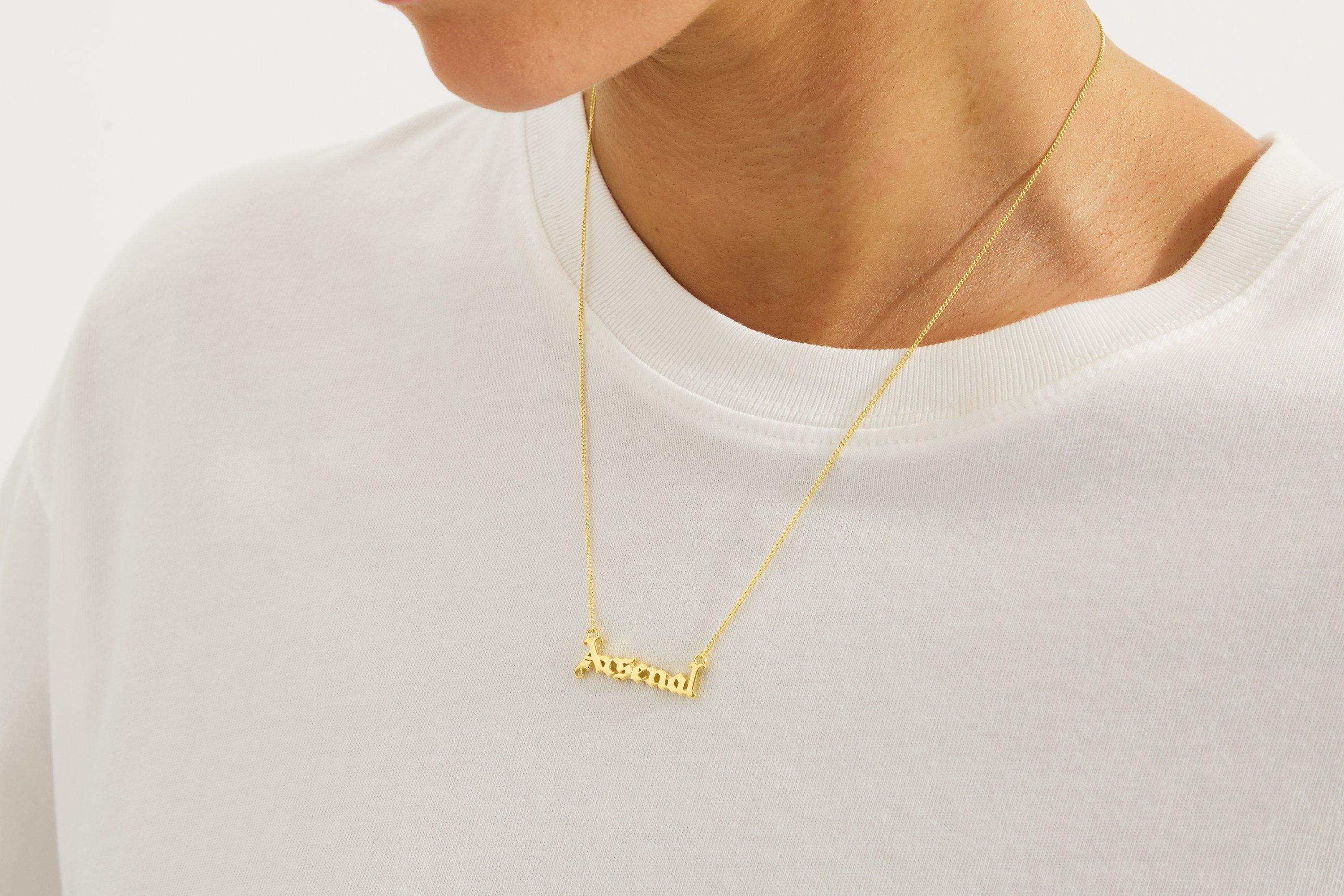 Arsenal 18ct Gold Plated Silver Gothic Text Necklace