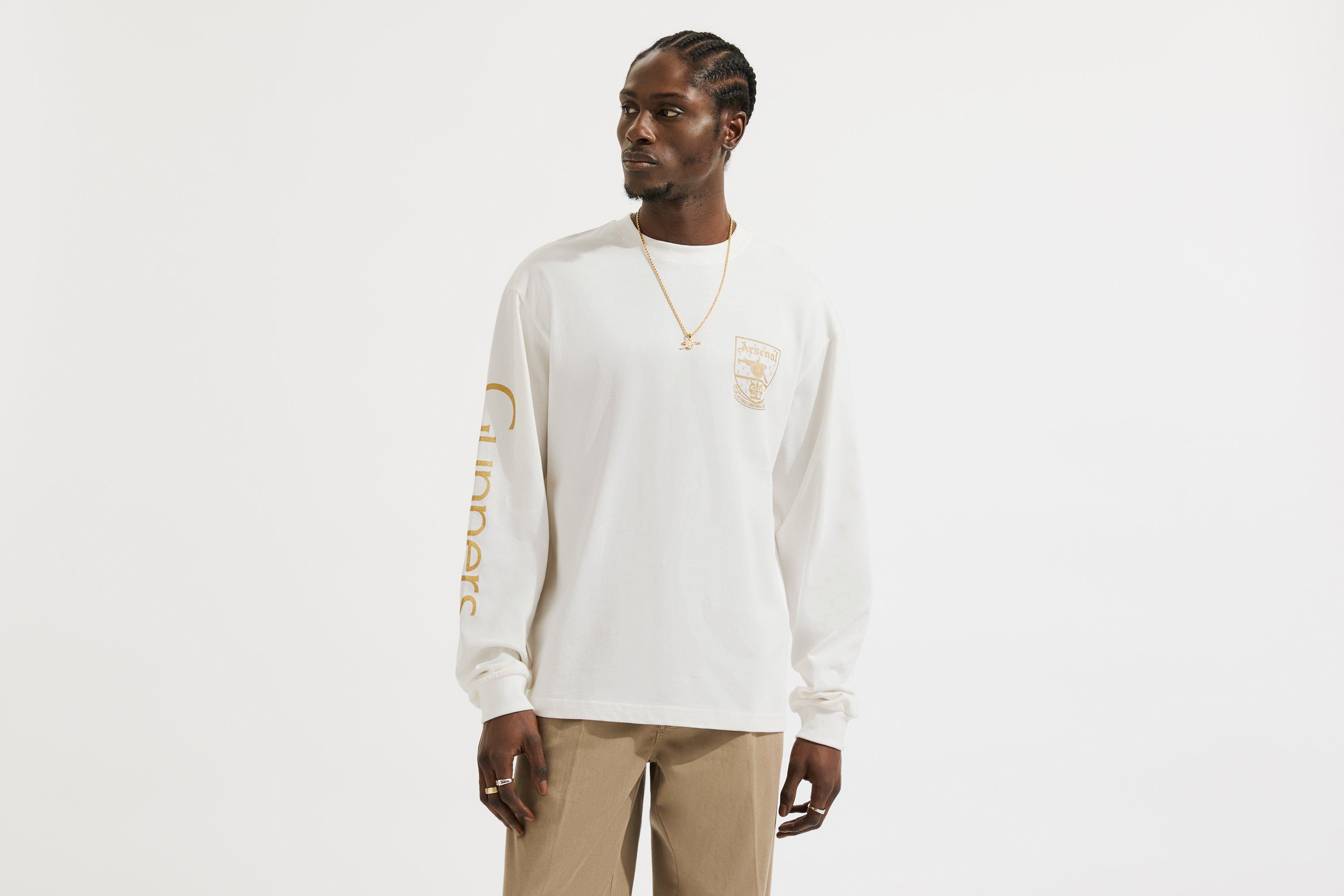 Arsenal Retro Crest Long Sleeved T-Shirt in White