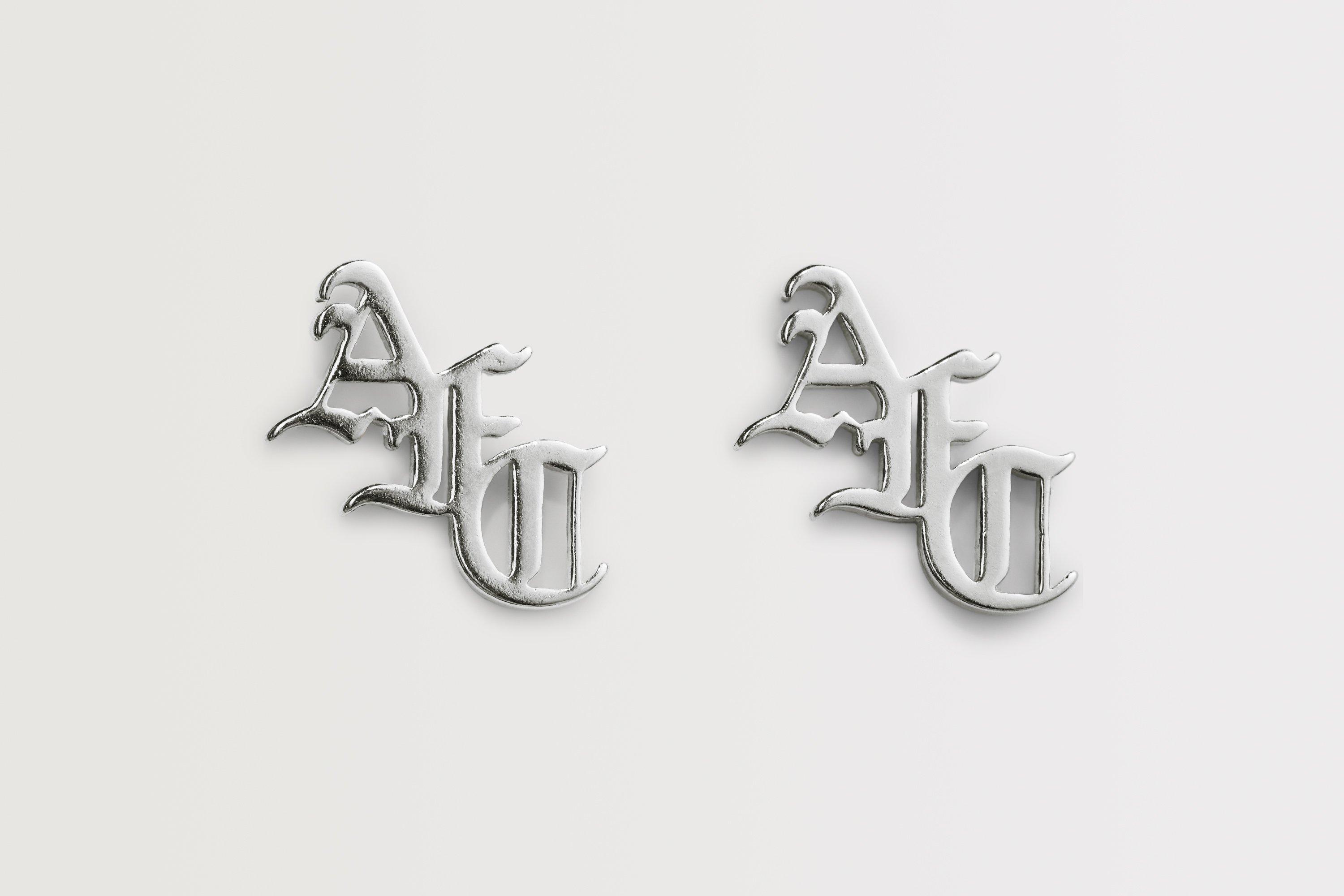 Arsenal Silver Gothic AFC Monogram Earrings