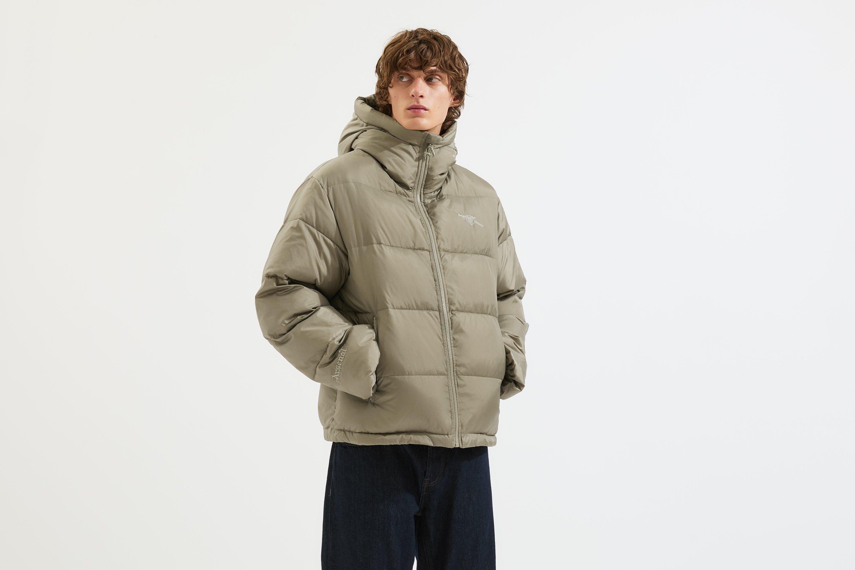 Arsenal Essentials Unisex Green Cannon Hooded Puffer Jacket
