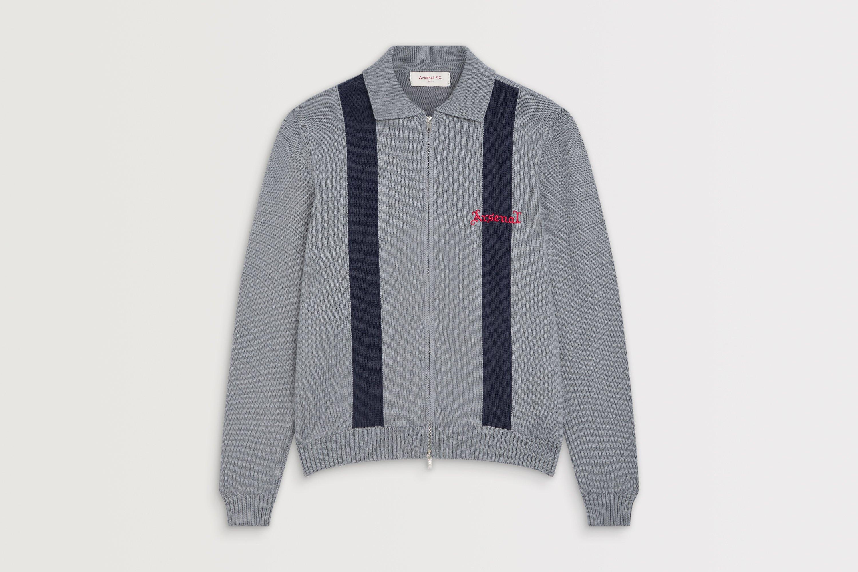 Arsenal Classics Grey Knitted Zip Polo