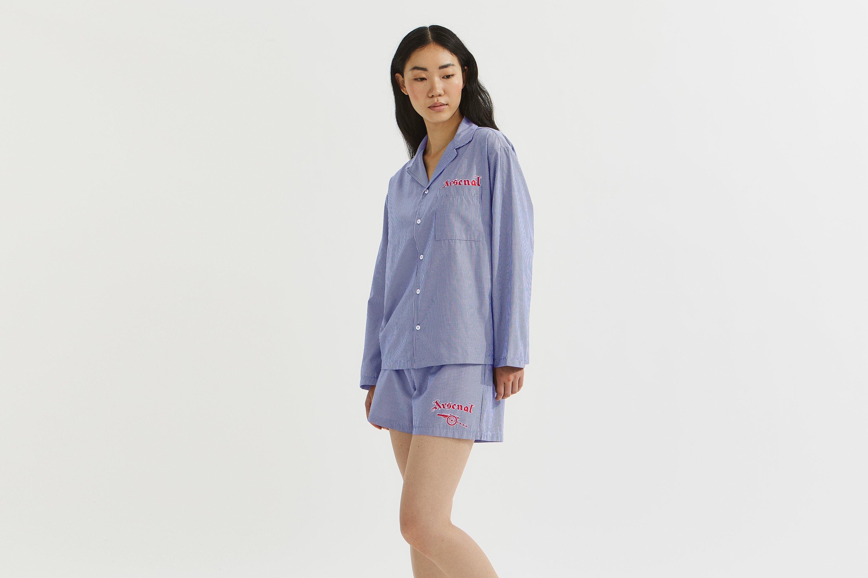 Arsenal Essentials Womens Premium Stripe Poplin Pyjama Set