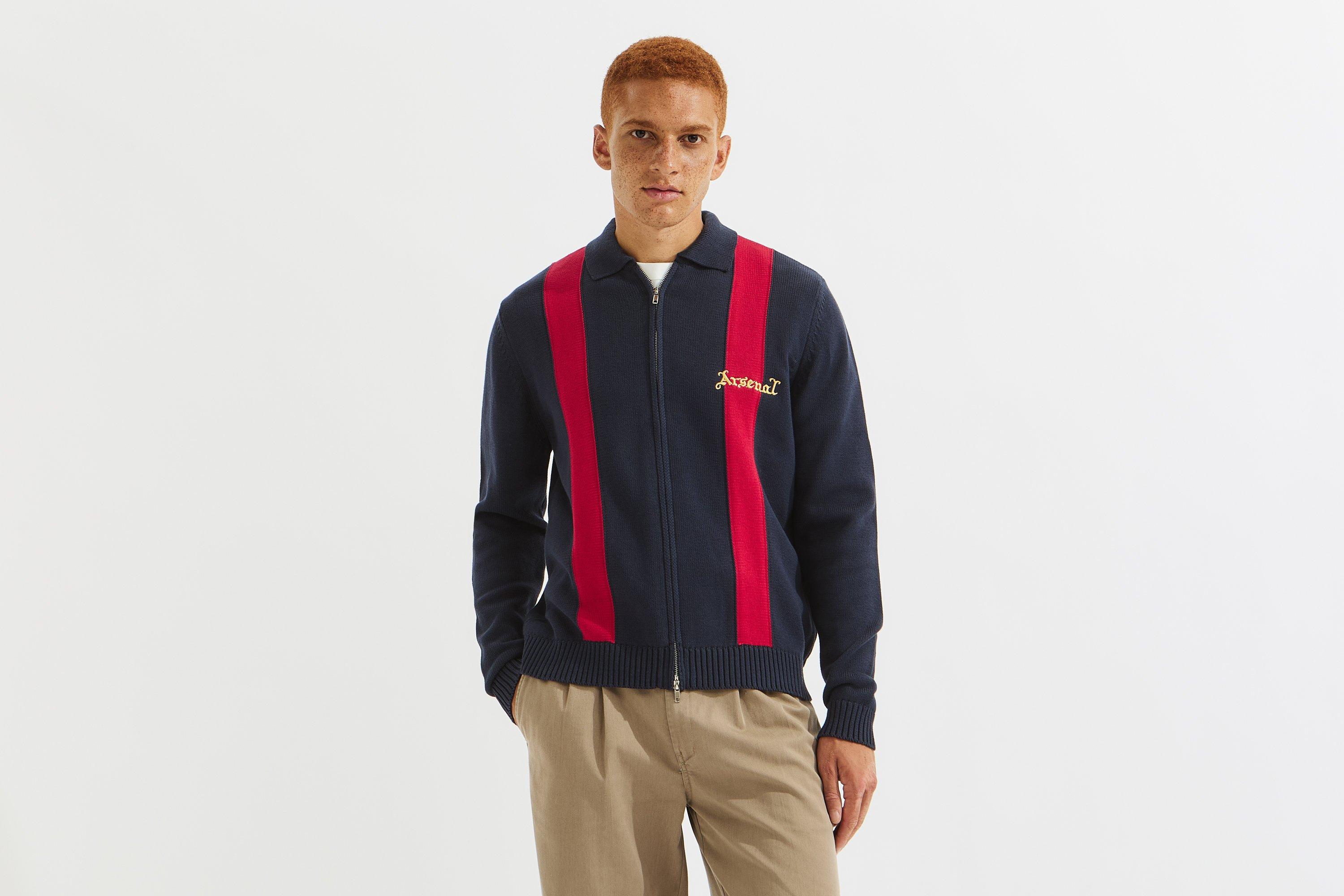 Arsenal Classics Navy Knitted Zip Polo