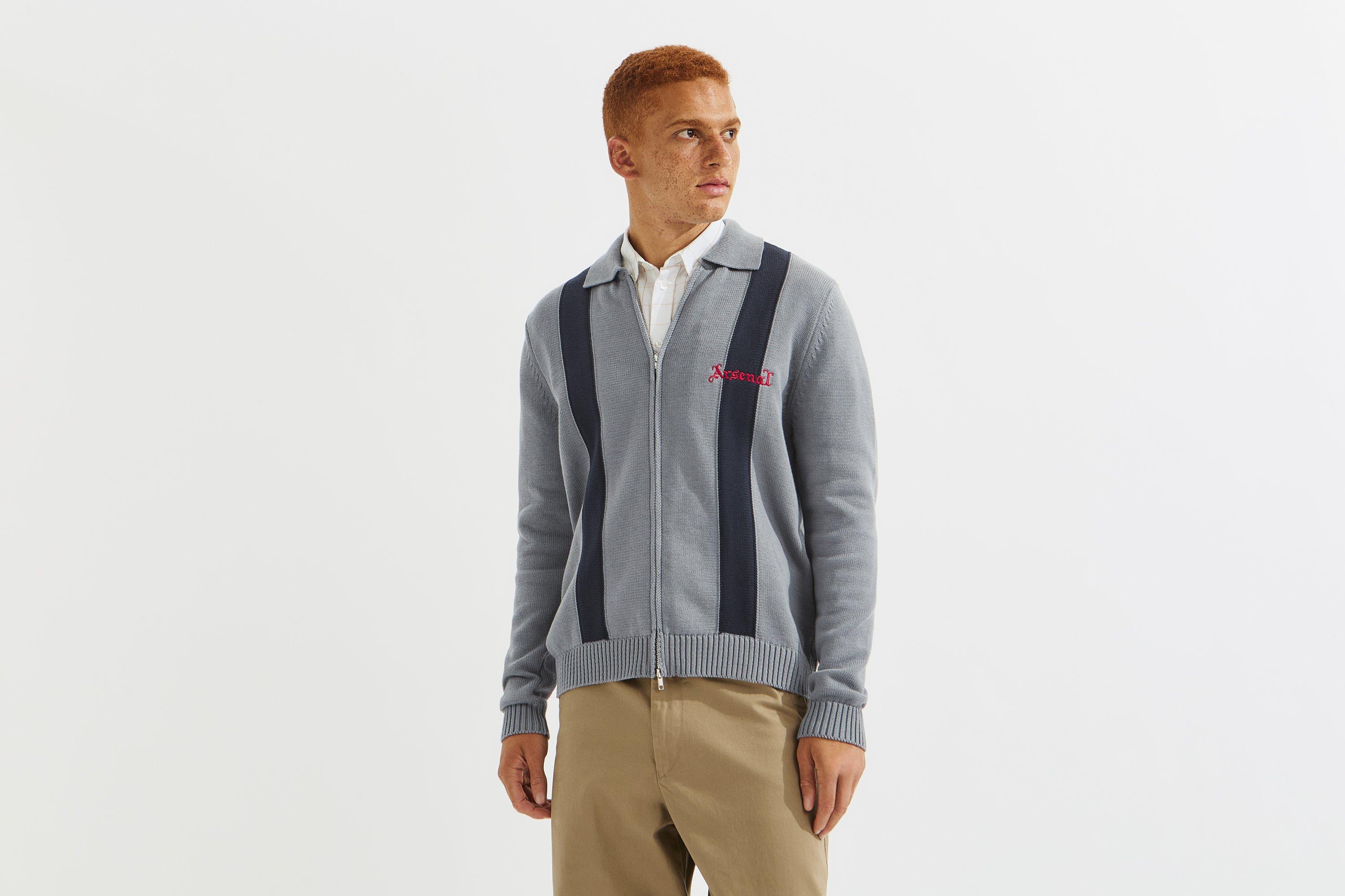 Arsenal Classics Grey Knitted Zip Polo
