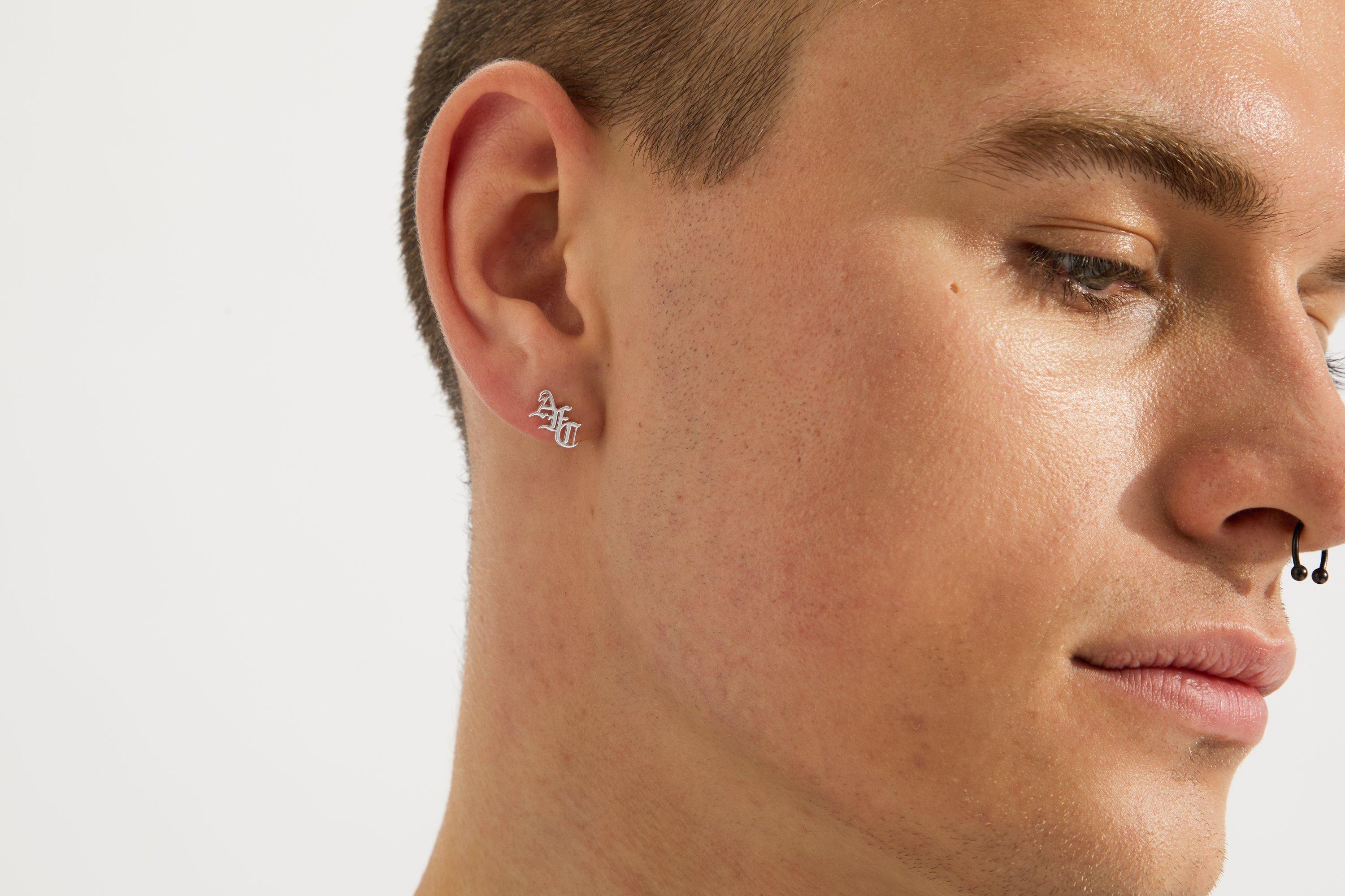 Arsenal Silver Gothic AFC Monogram Earrings