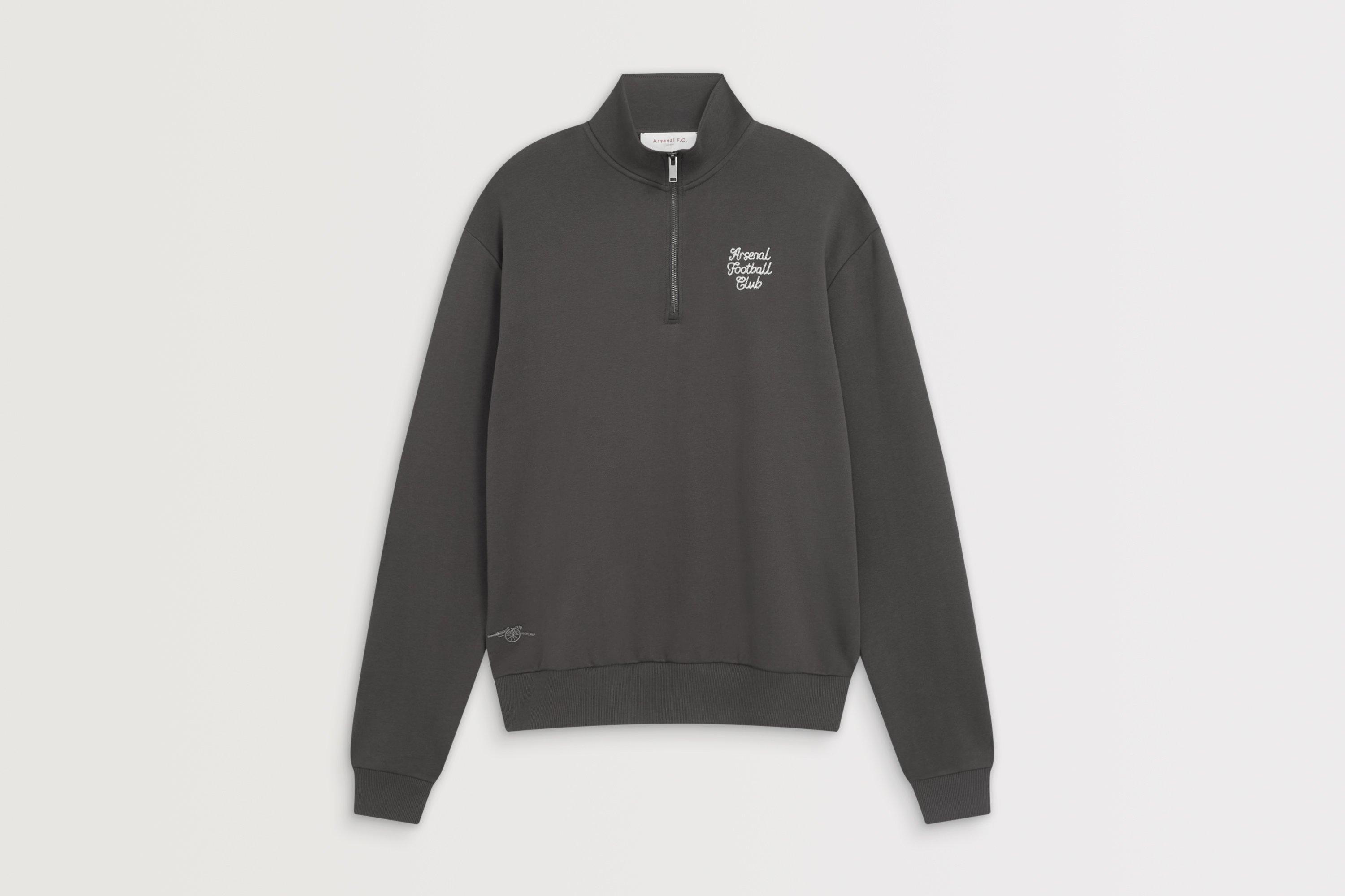 Arsenal Essentials Black Script 1/4 Zip Sweatshirt