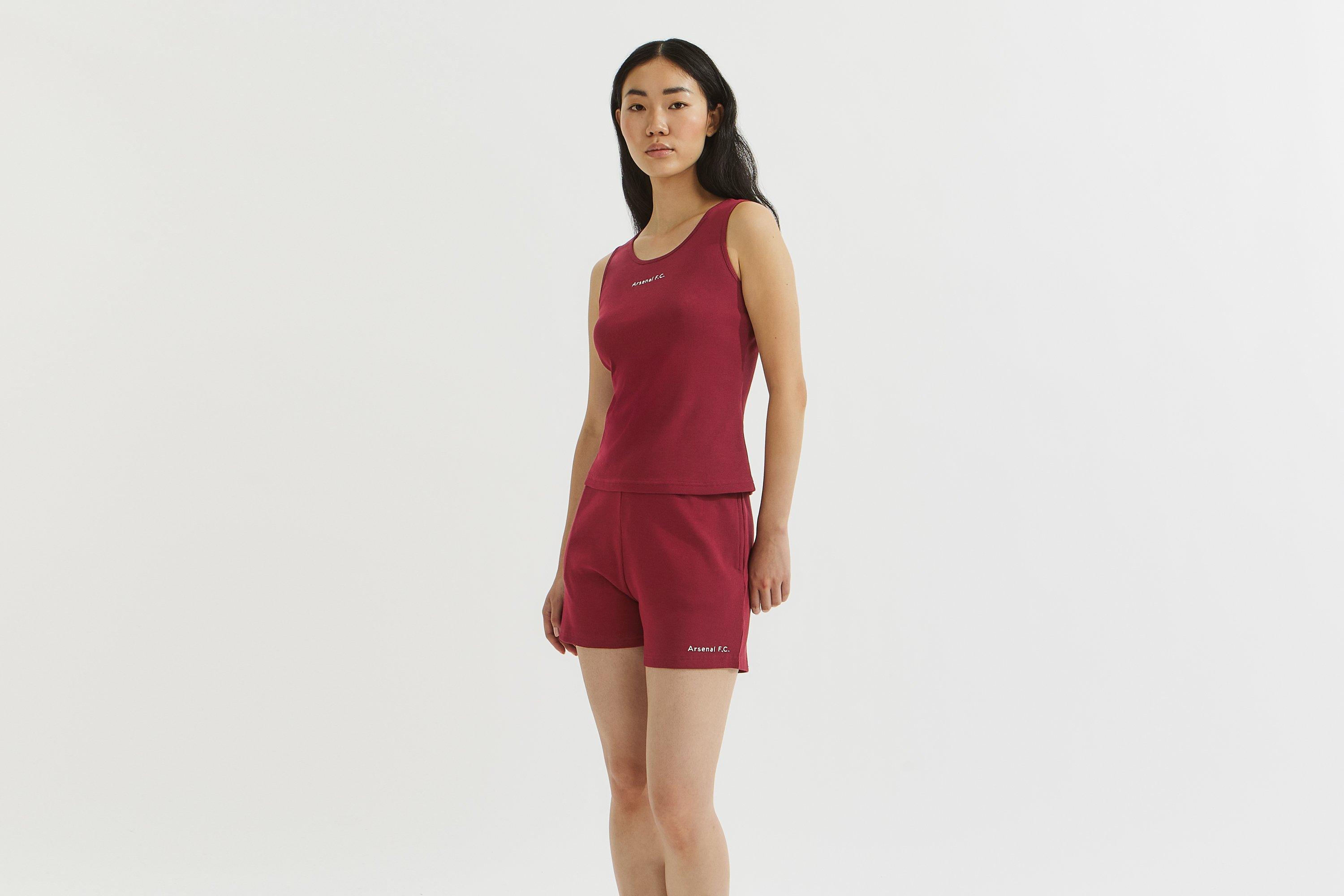 Arsenal Essentials Womens Burgundy Sleeveless Chapman Rib Lounge Short Set