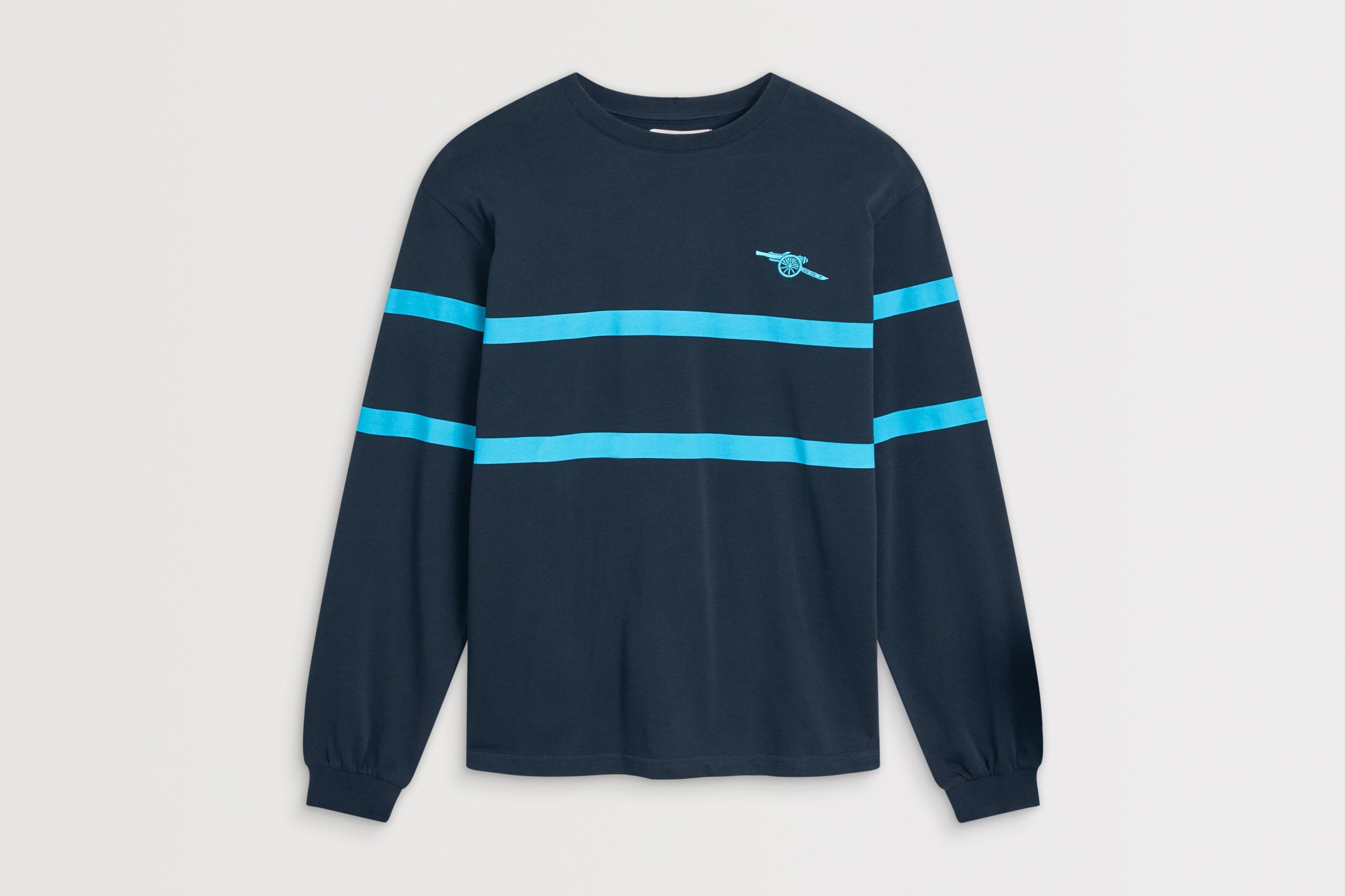 Arsenal Double Stripe Navy Long Sleeve Unisex T-Shirt