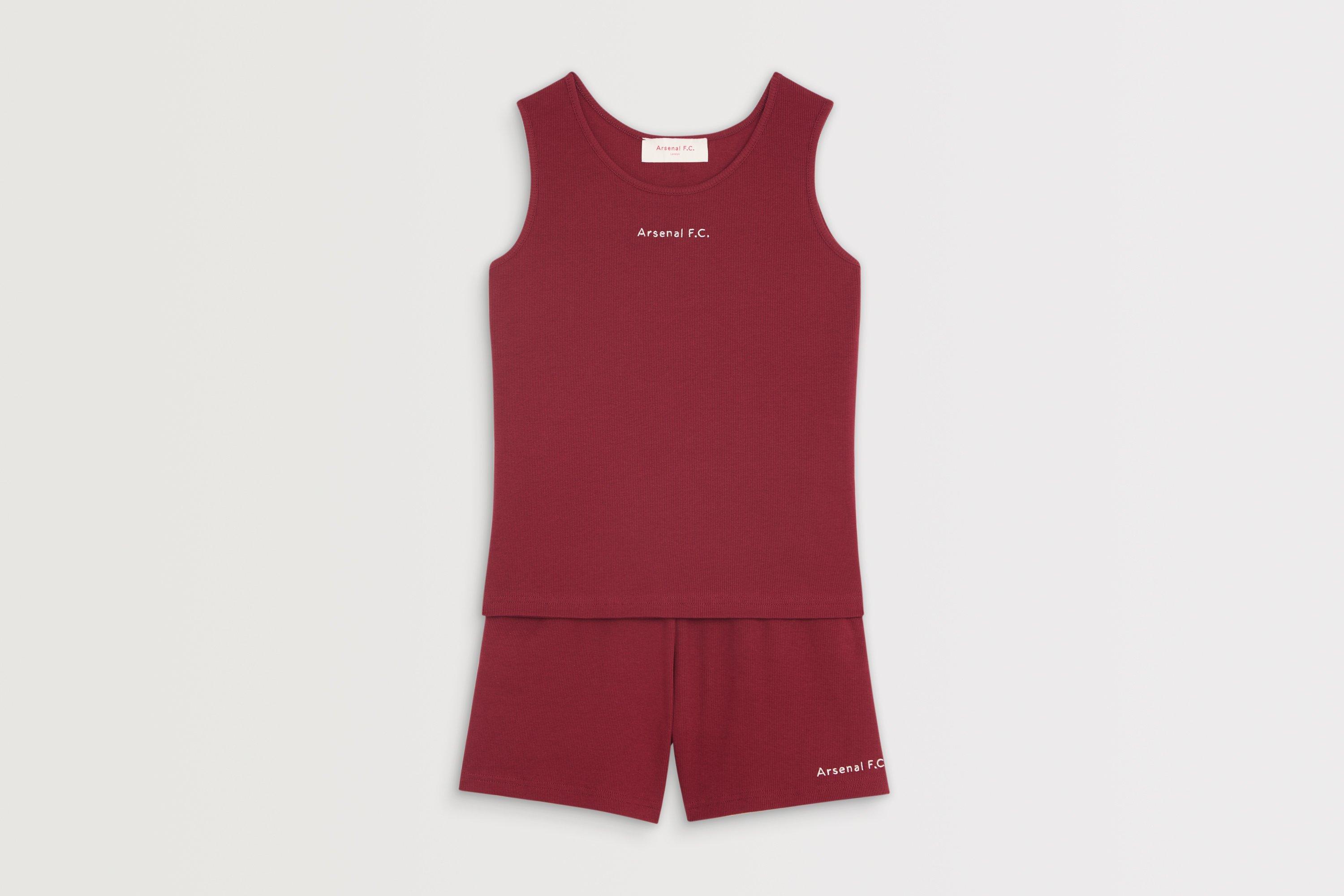 Arsenal Essentials Womens Burgundy Sleeveless Chapman Rib Lounge Short Set
