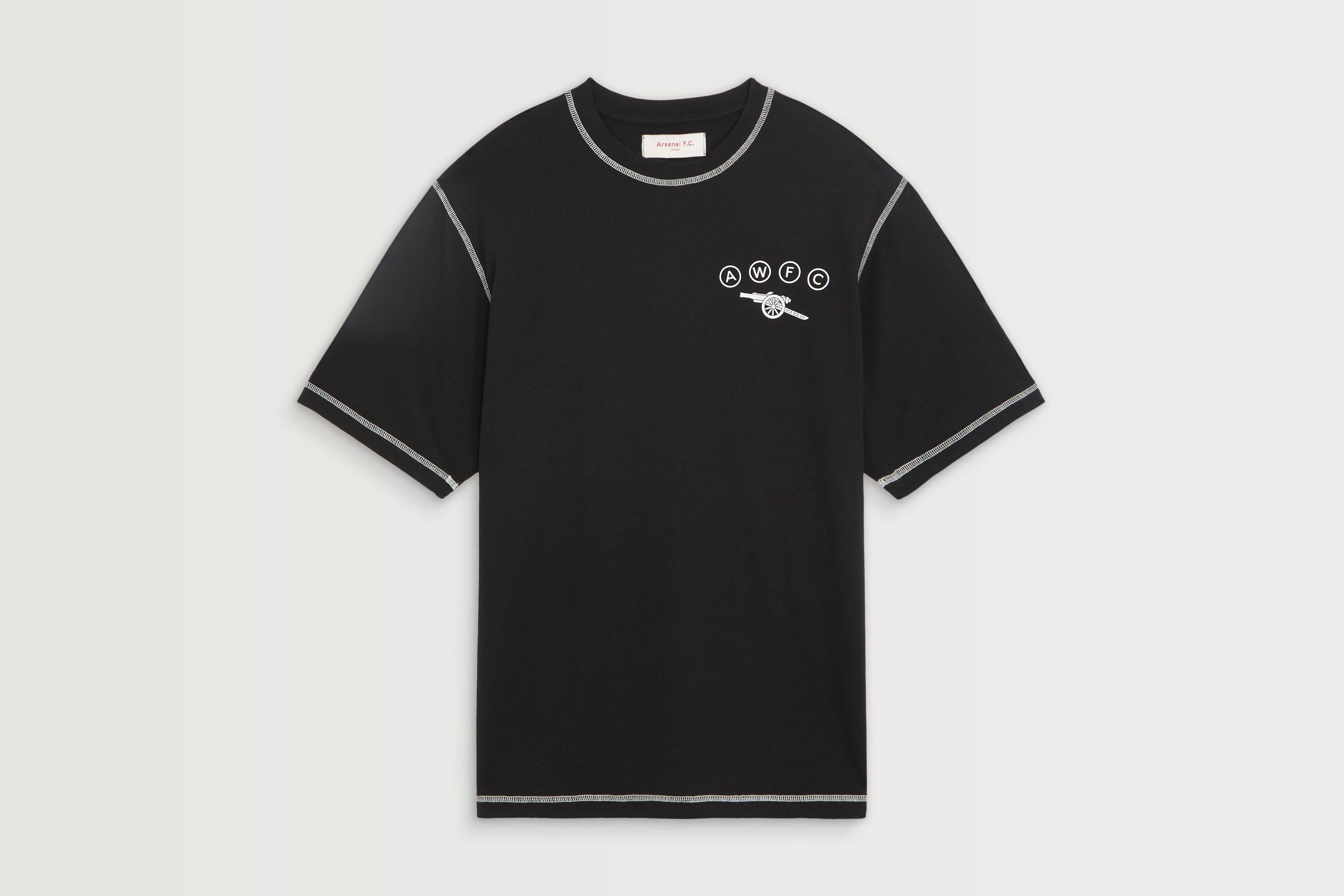 Arsenal AWFC Unisex Black Contrast T-Shirt
