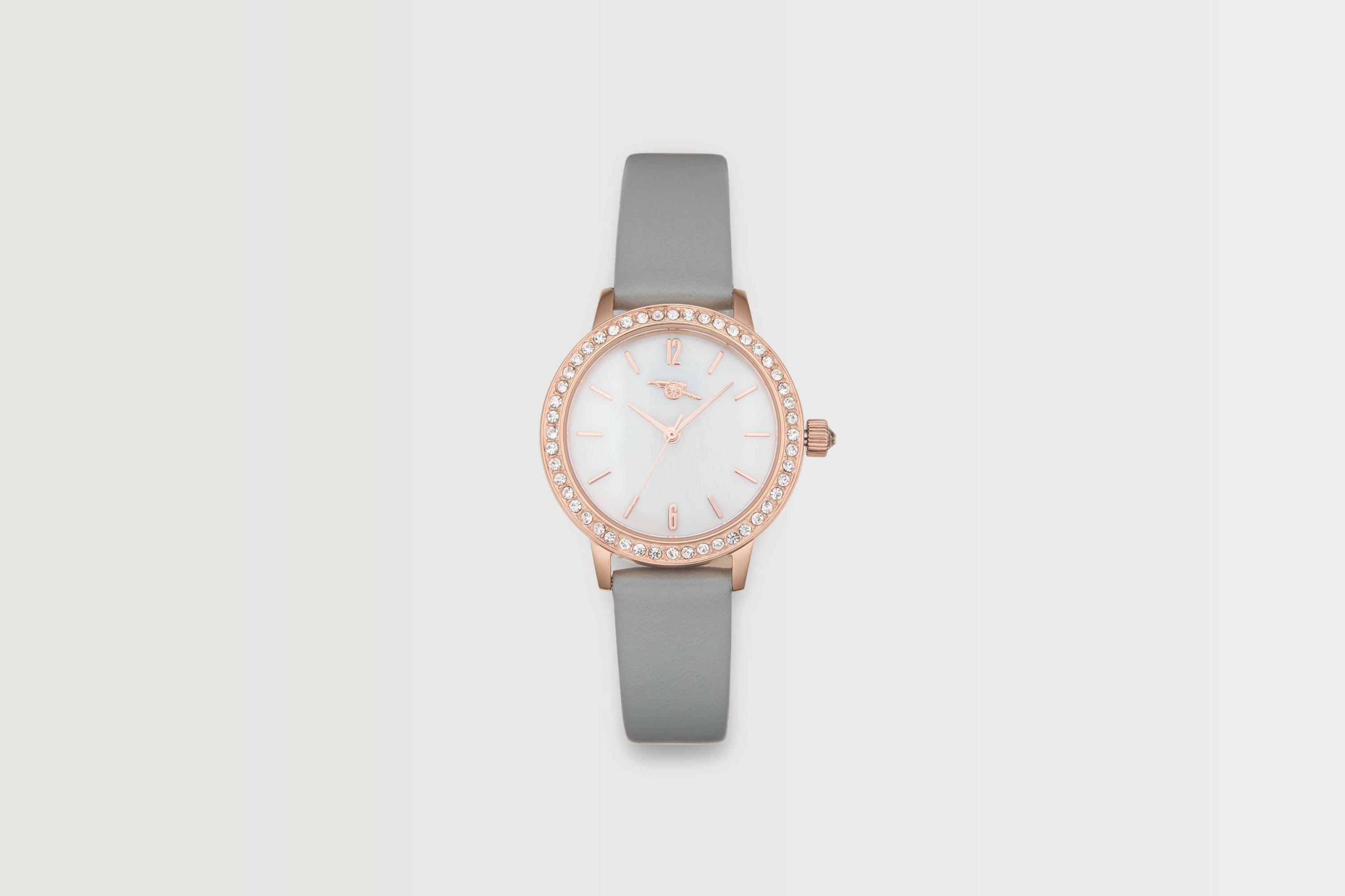 Arsenal Retro Cannon Cubic Zirconia Leather Strap Watch