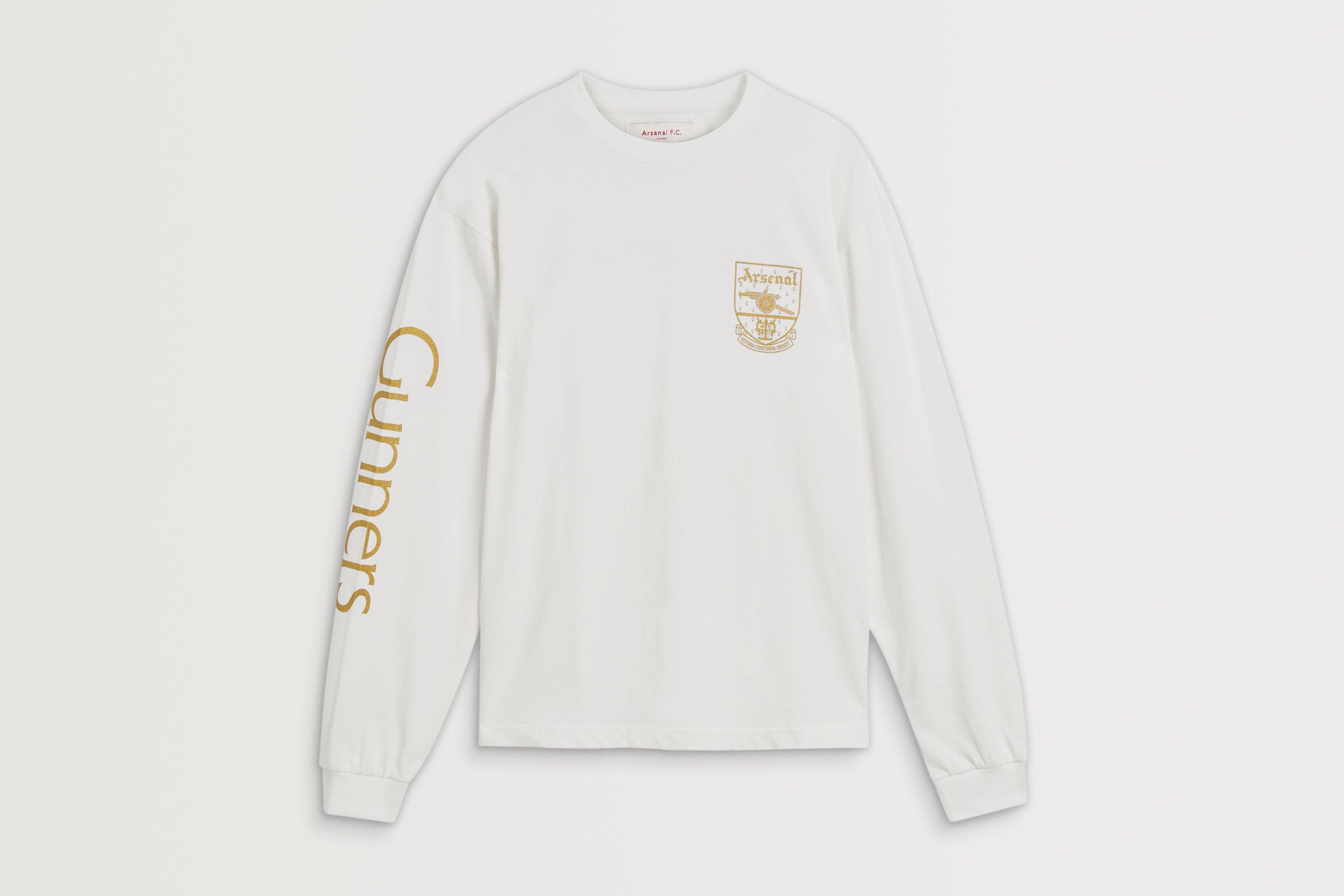 Arsenal Retro Crest Long Sleeved T-Shirt in White