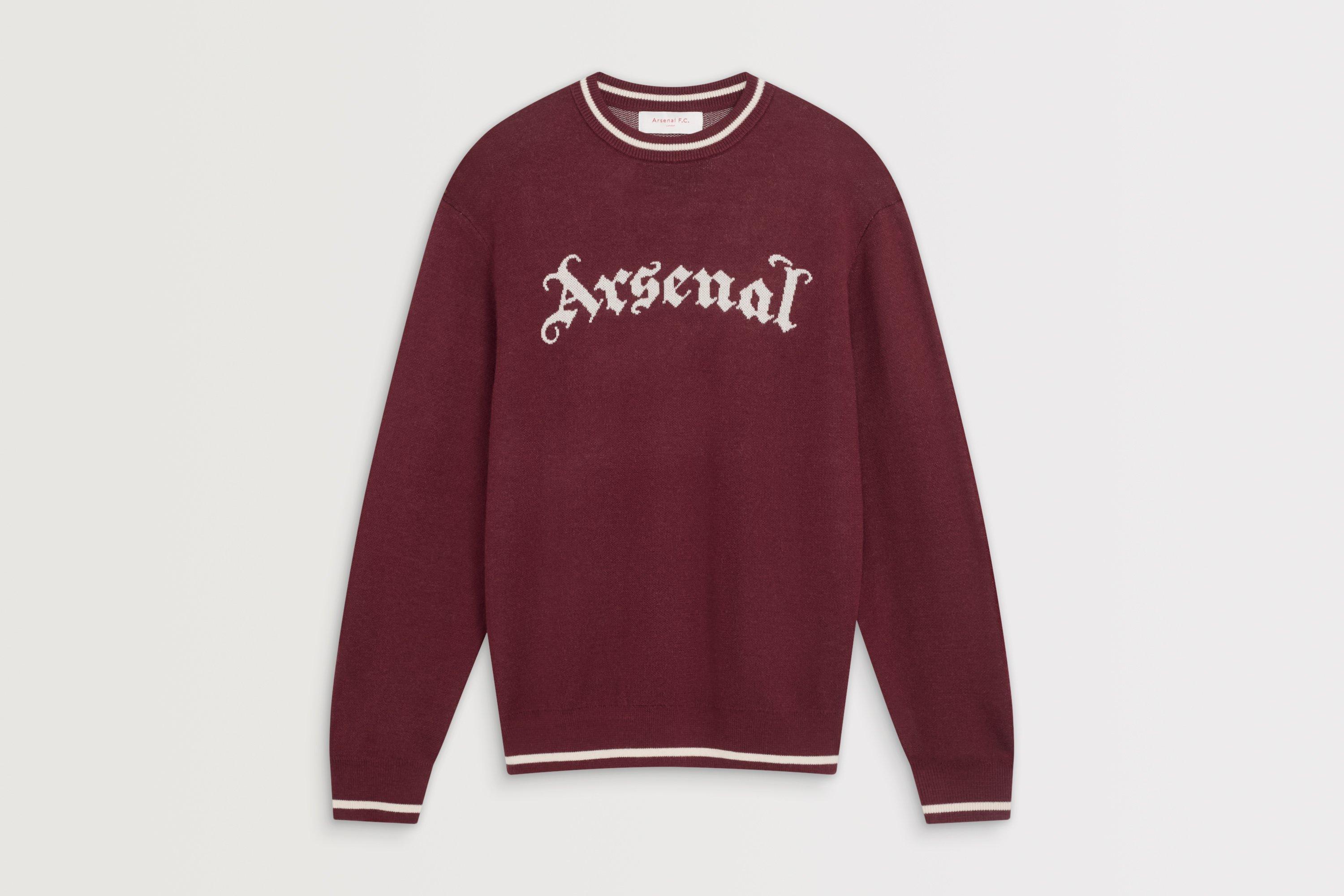 Arsenal Essentials Burgundy Gothic Knitted Crew Jumper